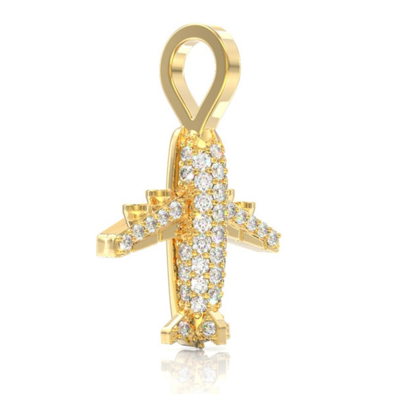 14K Diamond Airplane Necklace