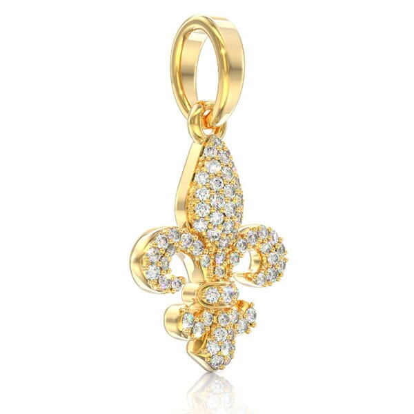 Icebox - Fleur-de-lis Diamond Pendant 14k Solid Gold 0.25ctw