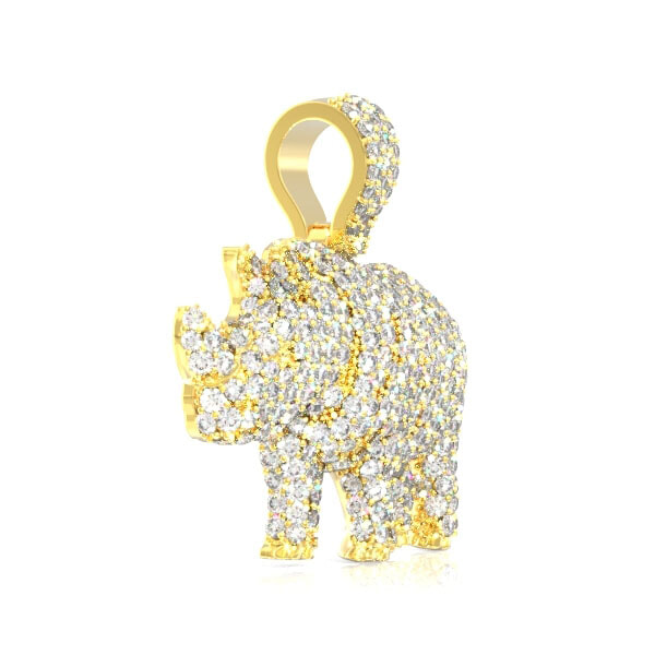 Icebox Rhinoceros Standing Diamond Pendant 14k Solid Gold - Main Image