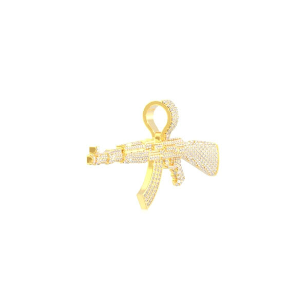 【King Ice】White Gold Studded AK-47 Necklace★送料税込/国内 King Ice】White Gold Studded AK-47 Necklace☆送料税込/国内