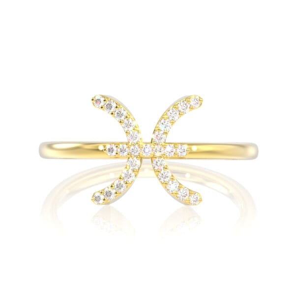 Icebox - Pisces Zodiac Diamond Ring 14k Solid Gold 0.10ctw