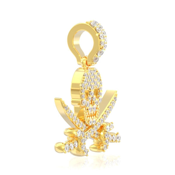 Icebox - Pirate Skull Diamond Pendant 14k Solid Gold 0.35ctw