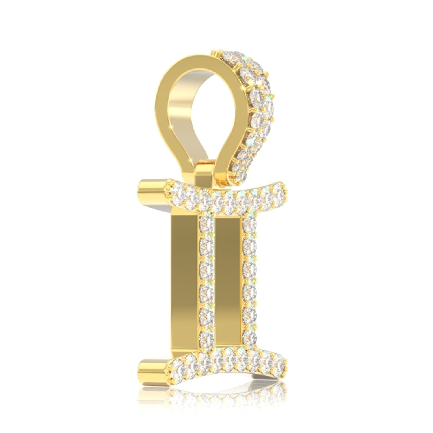 Icebox - Gemini Zodiac Diamond Pendant 14k Solid Gold 0.75ctw
