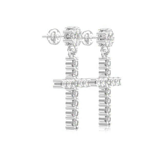 送税込【King Ice】HANGING CROSS EARRINGS ピアス☆(2色)国内発 Thin Hanging Cross Earrings | Hip Hop Earrings | King Ice