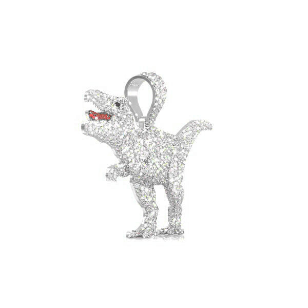 Icebox - T-Rex Dinosaur Diamond Pendant 14k Solid Gold 6.50ctw