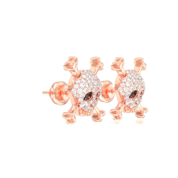 Icebox - Skull & Crossbones Diamond Earrings 14k Solid Gold